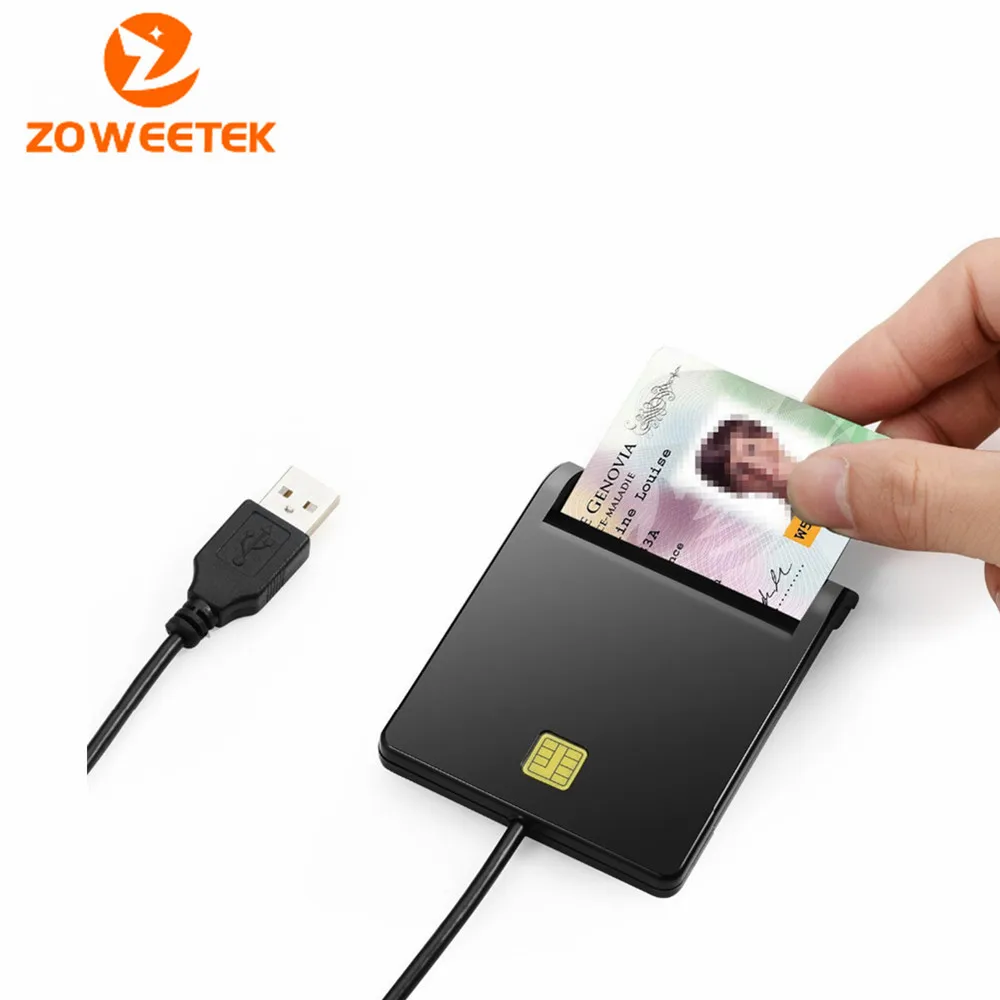 Zoweetek 12026-1 Smart Card Reader DOD Military USB Common Access CAC EMV USB Smart Card Adapter For SIM / ATM / IC / ID Card