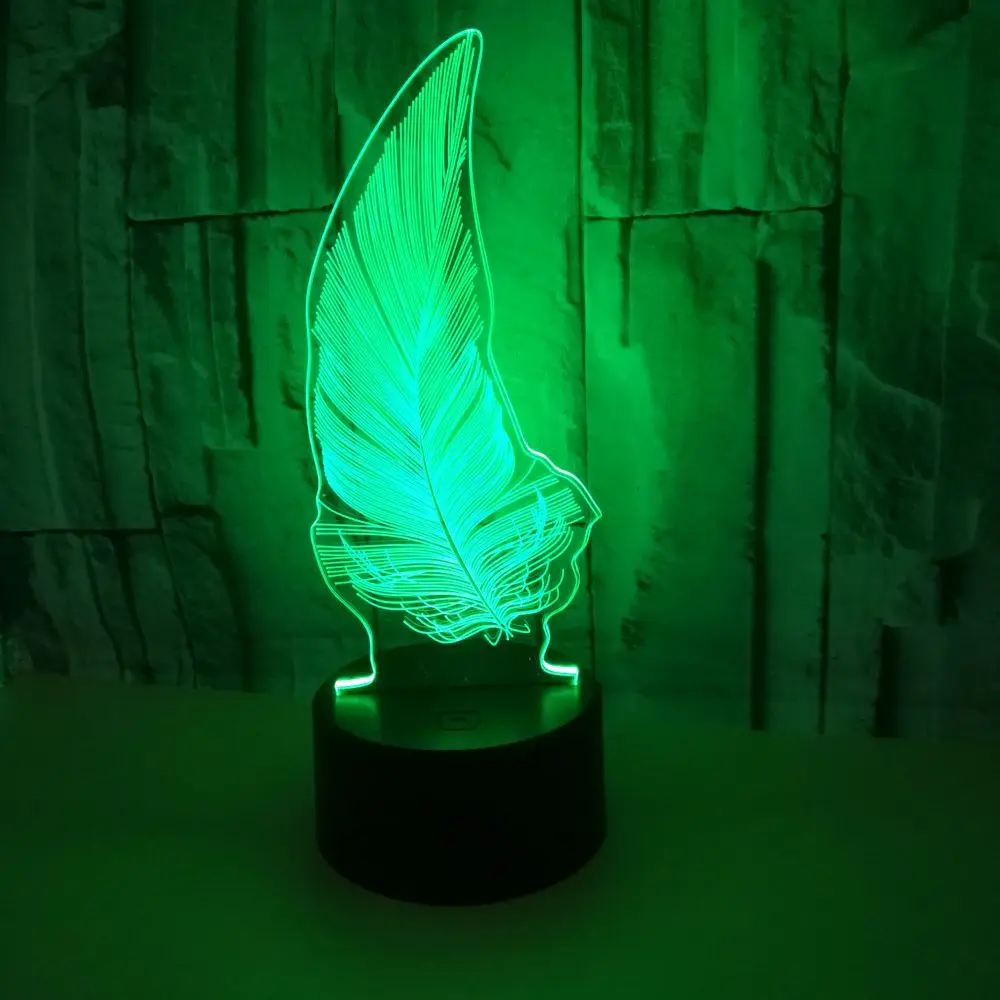 

Feather Colorful 3d Nightlight Desktop Usb Led Kids Lamp Kids Room Led 3d Light Fixtures Powerbank Night Light