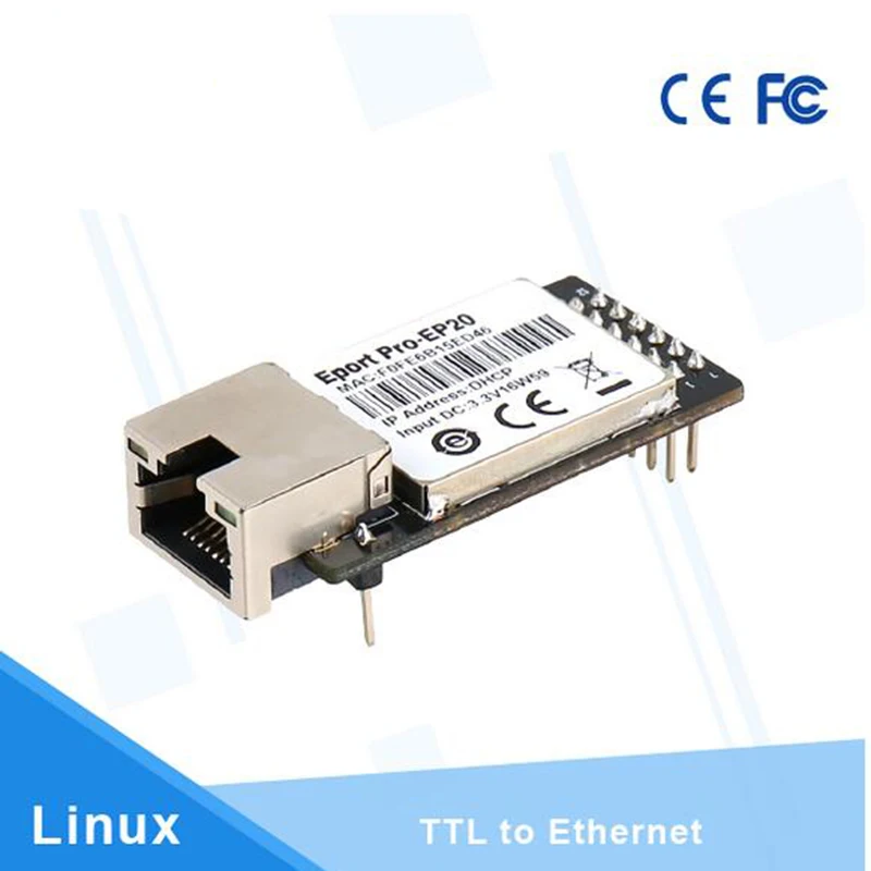 Eport Pro-EP20 Linux Network Server Port TTL Serial Port To Ethernet Embedded Module DHCP 3.3V TCP IP Telnet Modbus TCP Protocol