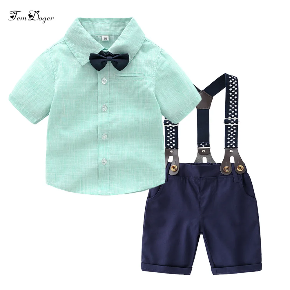 

Tem Doger Baby Boy Clothing Sets Summer Infant Newborn Boys Clothes Shorts Sleeve Tops+Shorts+Straps 3PCS Outfits Bebes Clothing