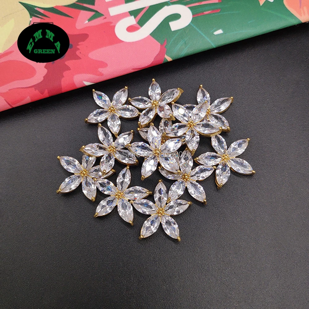 Daisies Zircon Gold Embellishment 100pcs Crystal Zircon Flower for DIY Jewelry Making Flatback Zircons Daisy Accessories Buttons