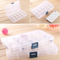 High Quality 15 Grid Plastic Adjustable Tool Transparent Jewelry Ring Earrings Box Case Portable Organizer Storage Box Beads