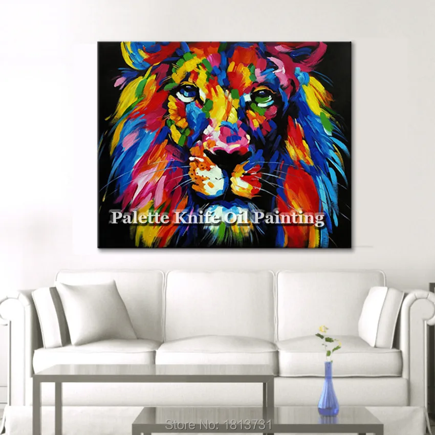 

Modern hand-painted oil painting the living room decoration hangs a picture of a lion