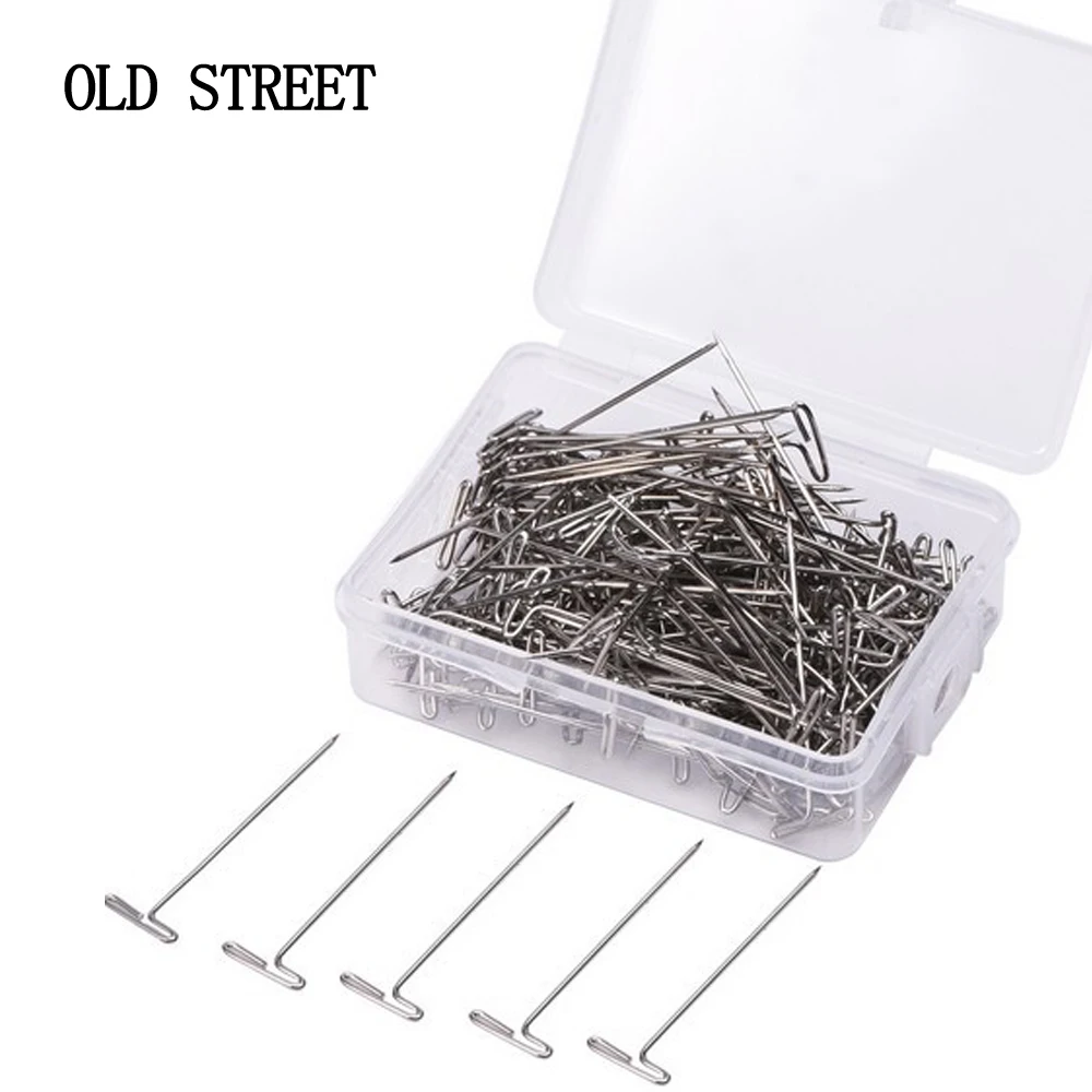 50pcs Tpins Long 32mm Silver T Shape Needles Pin For Wigs Hair Weaving Tools Salon Styling Tools Mannequin Head Wig Stand