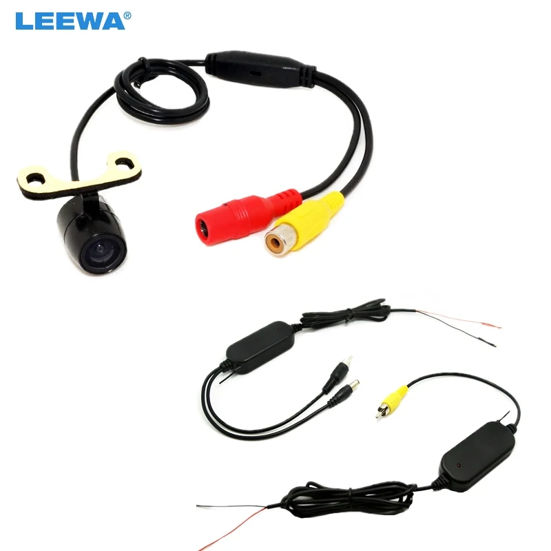 

LEEWA 2.4 Ghz Wireless RCA Video Transmitter Receiver Kits Module + CCD Wide angle 170 Car Rear View Camera With Distance Grid