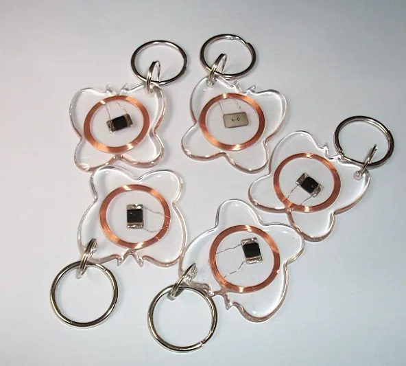125KHZ EM4100/TK4100 ID Transparent Trops of Glue Card RFID Key Tag Read Only Key Ring In Access Control Card
