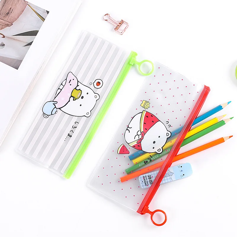 1 pz carino Kawaii cartone animato astuccio in PVC adorabile cartone animato orso astuccio per bambini cancelleria regalo penna borsa ufficio materiale scolastico