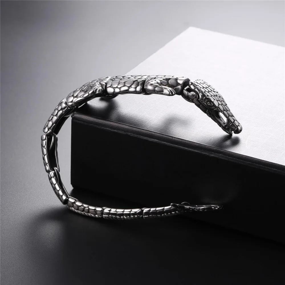 Kpop Bracelet Stainless Steel Hip Pop Cool Lizard Bangle For Unisex Gold/Black Color Charm Animals Jewelry Bracelets Gift H2701