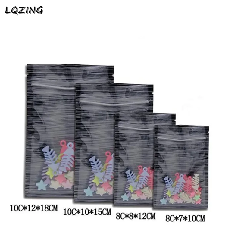 

Metallic Mylar ziplock bags flat bottom black Aluminum foil small zip lock plastic bags gold Jewelry pouch bags 200pcs