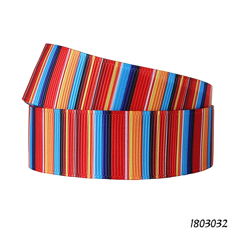 Rainbow stripe grosgrain ribbon print Mexican blanket pattern 50yards FOE