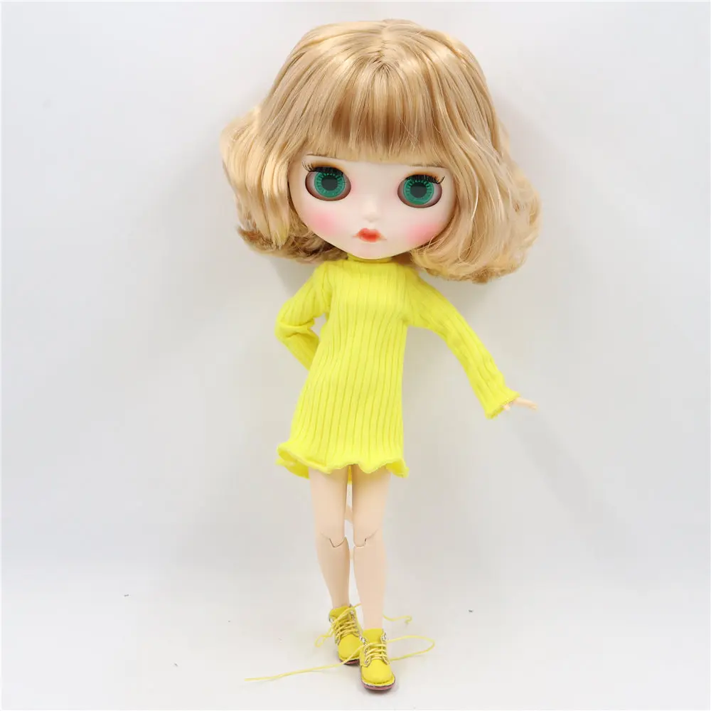 ICY DBS Blyth doll white skin joint body Brown short hair new matte face with eyebrows Lip gloss BL3715/2240