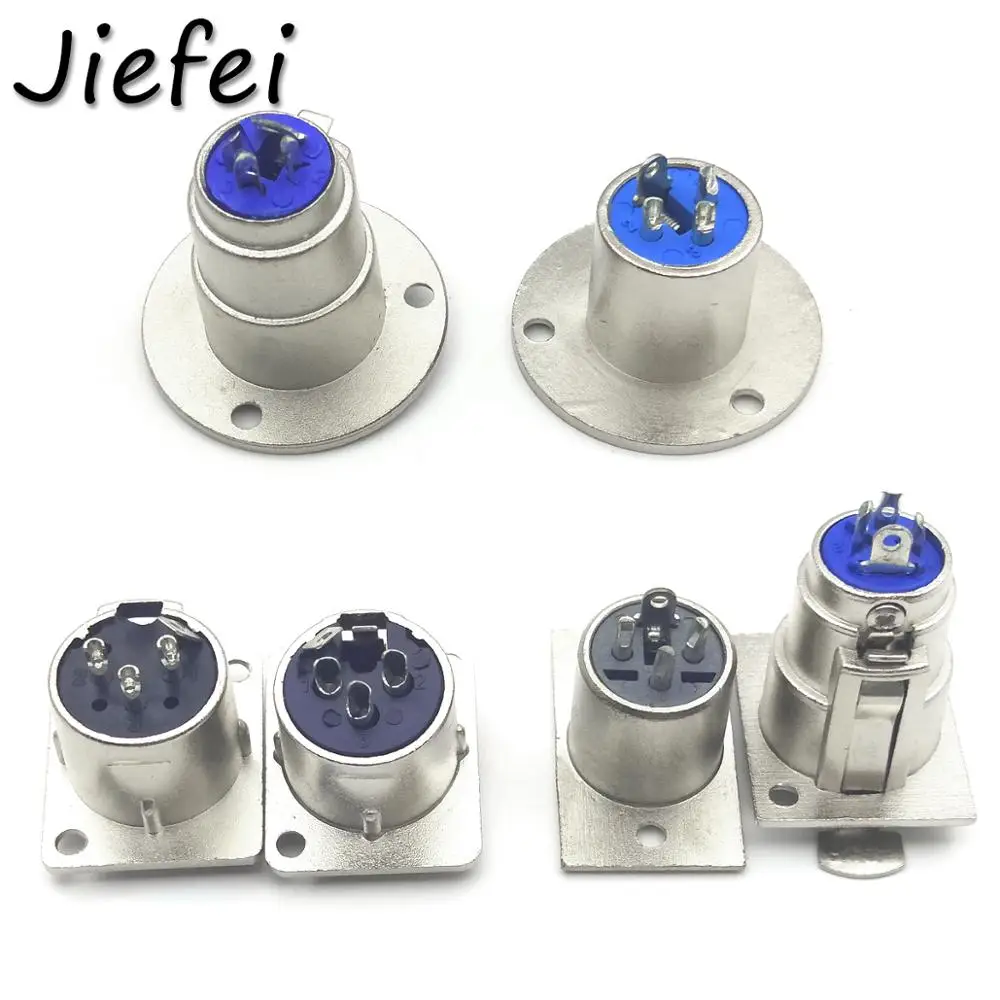 10pcs XLR 3Pins XLR connector Female Jack Socket Panel Mounted type Chassis Square/ Round Shape Metal housing image 4
