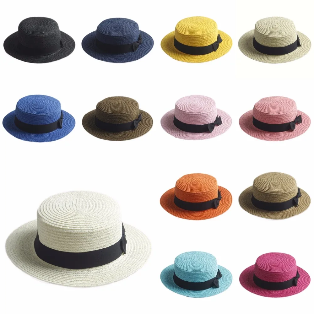 Mistdawn Fashion Wanita Pria Musim Panas Straw Boater Hat Boonie Topi Pantai Sunhat Topi Bowler