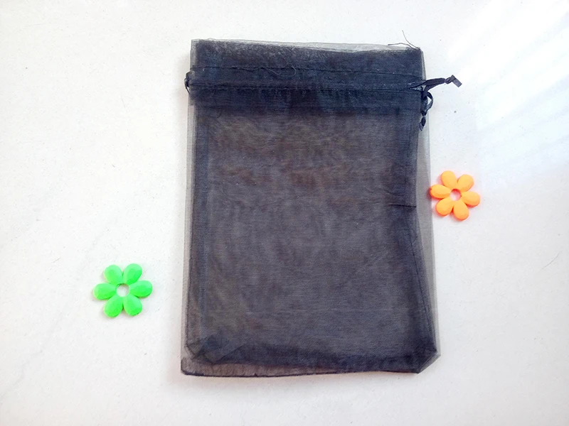 25*35cm 50pcs Organza Bag black Drawstring bag jewelry packaging bags for tea/gift/food/candy small transparent pouch Yarn bag