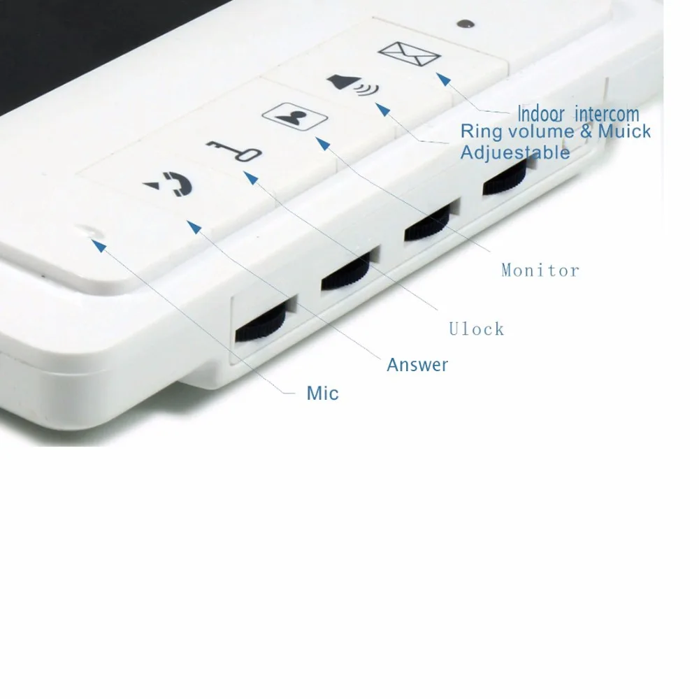 Wired Video Door Phone Intercom, 4-Core Connect Cable, Indoor Monitor Unit, 7-Polegada Display LCD