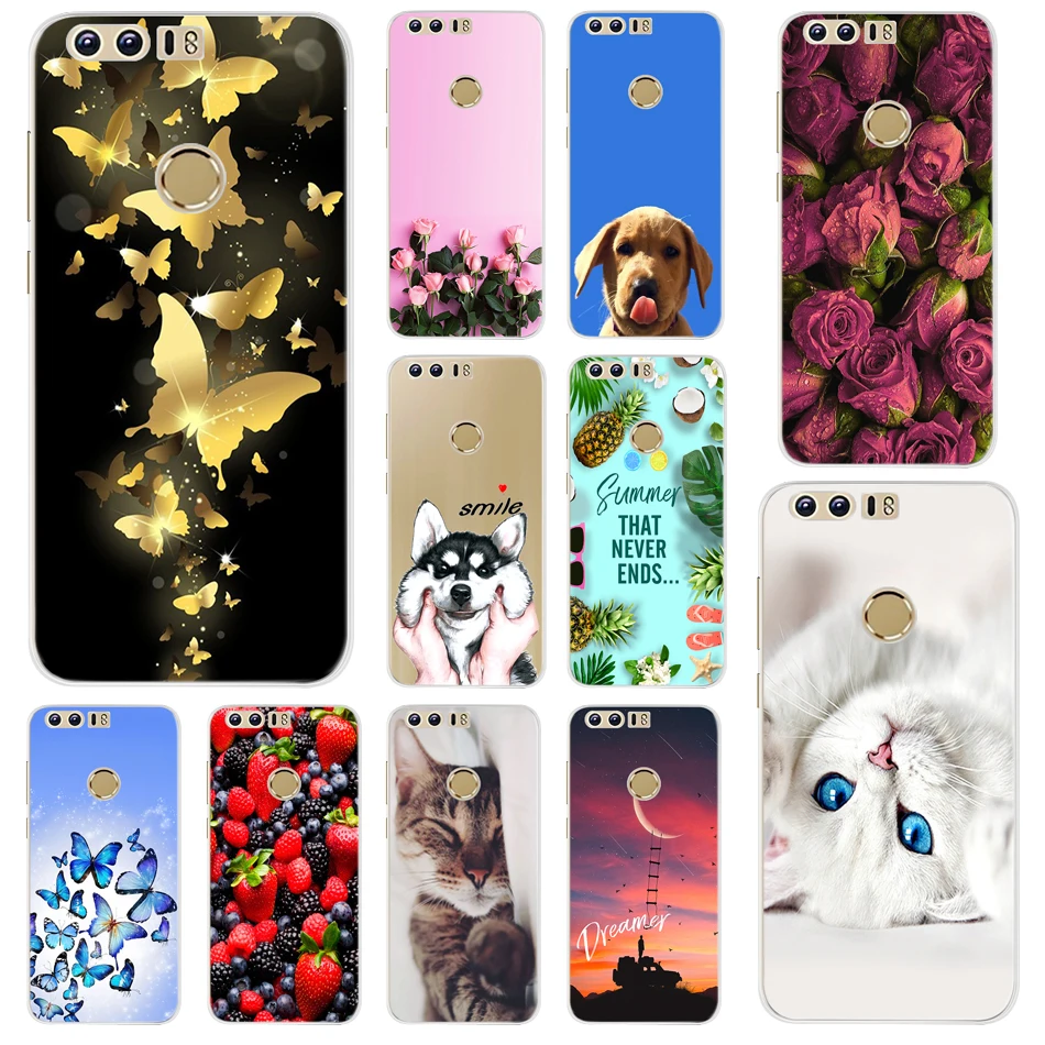 For Huawei Honor 8 Case 5.2 inch Soft Silicone TPU Phone Case Back Cover For Huawei Honor 8 Honor8 FRD-AL10 Case Cover Cute Cat