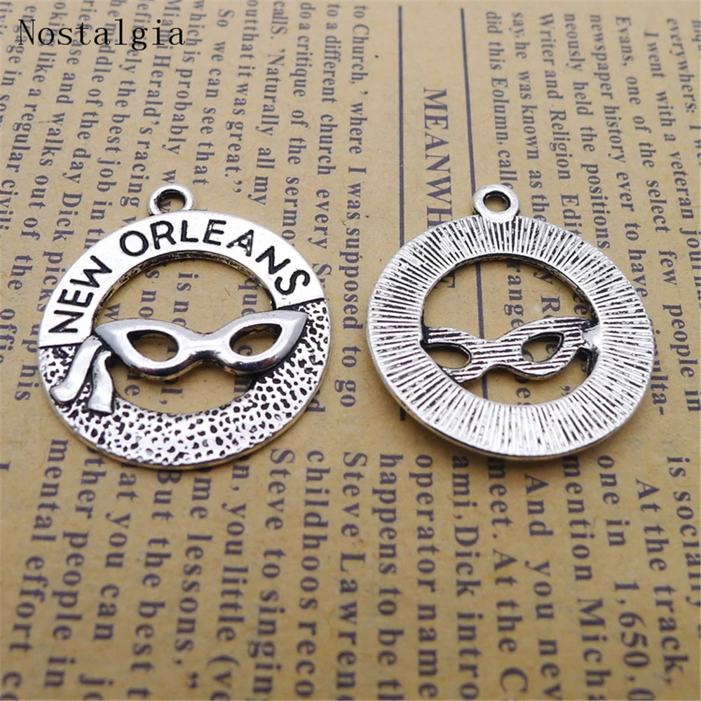 10PCSLettering New Orleans Glasses Charm Pendants Fit Vintage For Bracelet Necklace Fashion Jewelry Making Beads DIY Accessories