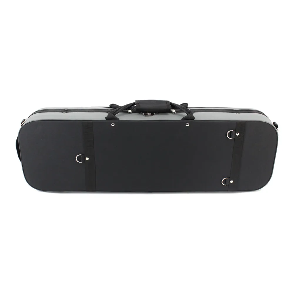 Black and Gray Stitching Canvas Rectangle Violin Case, Large Storage Space, Hygrometer Straps for 4/4, 3/4, 1/2, 1/4, 1/8