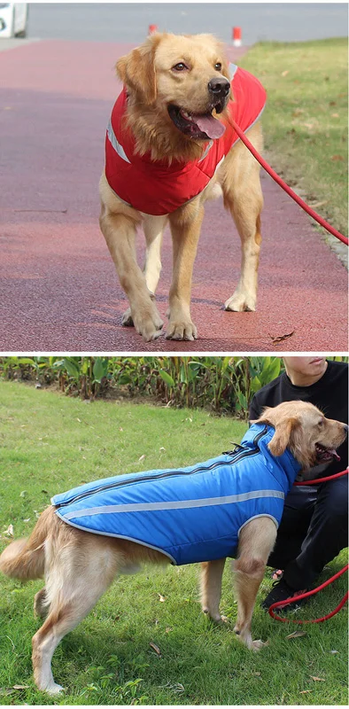 Winterwarmer Mantel für große Hunde, Fleece-Futter, wasserdichte Haustierjacke für große und mittelgroße Hunde, reflektierende Weste, Bulldogge, Labrador-Kostüme – Detail 14