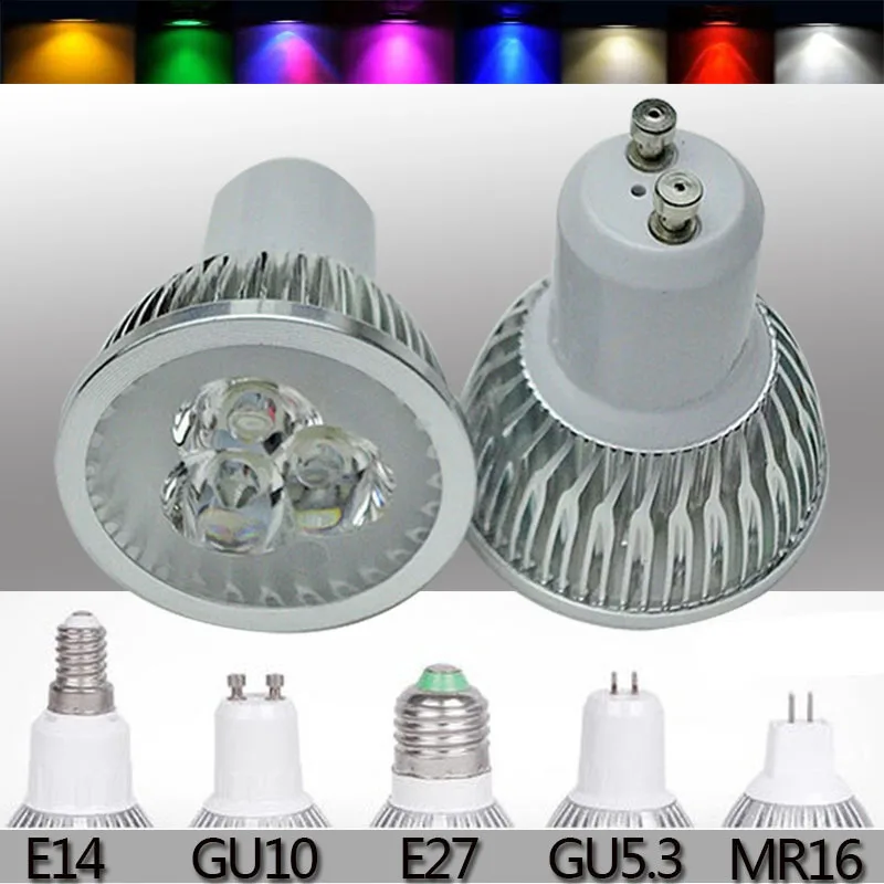 Wholesale Price GU10 MR16 GU5.3 E27 9W 12W 15W  High Power Spotlight Home Light Lamp Bulb 220V 12V 24V Red/Blue/Yellow/Green