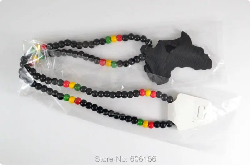 Rasta Reggae Punk Infinite Black Africa Map Good Wood NYC X Chase Wooden Beads Necklace Hip Hop Fashion Jewelry