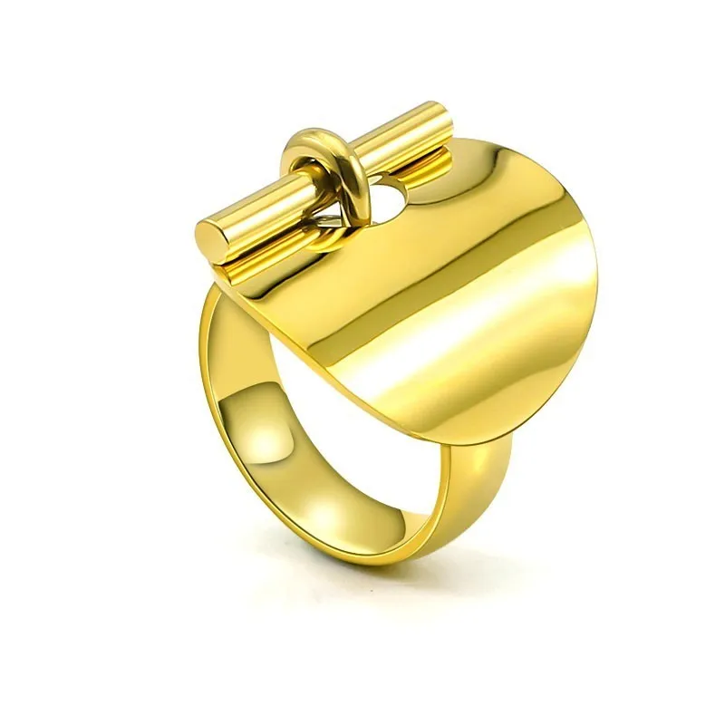 Mode Edelstahl Ringe für Frauen Silber Farbe Runde Lock Steppstich Ring Punk Stil Komfort Ft Bague Femme Anillos