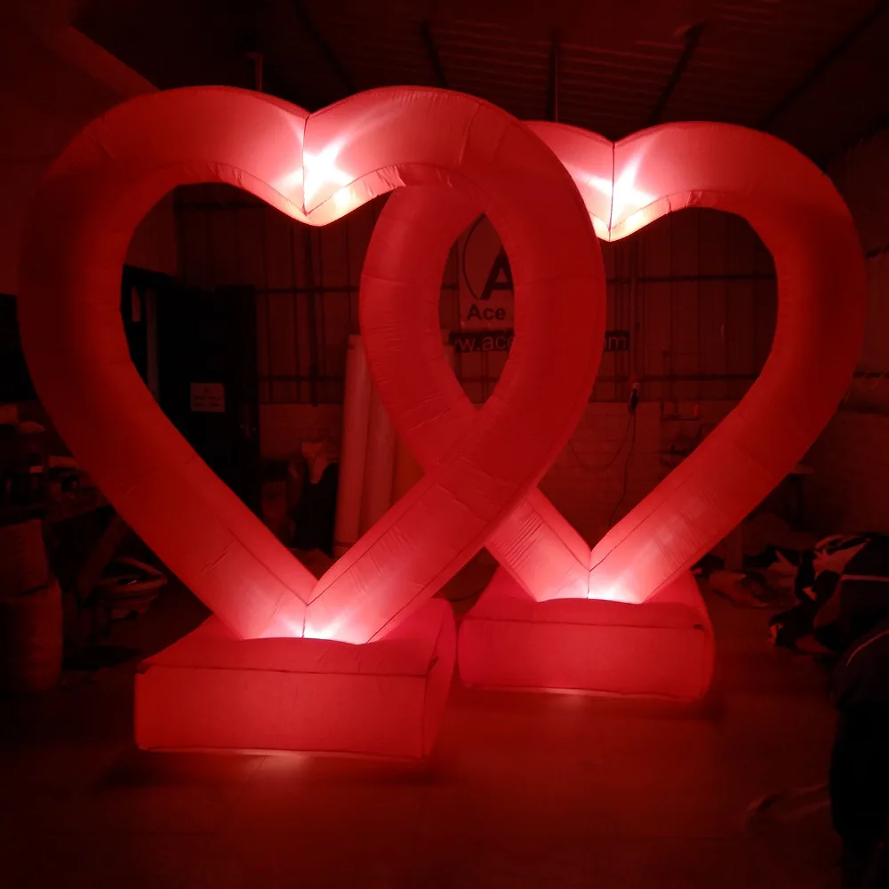 New Arrived Full Red Nice Romantic Inflatable Heart Stand with Free Blower for Wedding Decoration or Valentine's Day