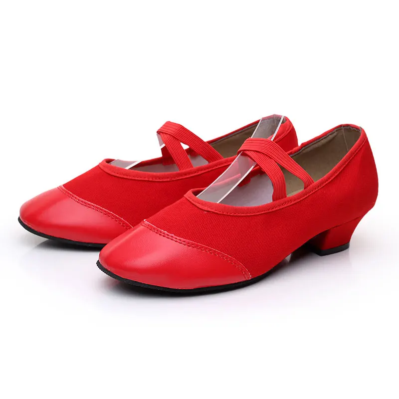 Women Summer New Arrival Red Canvas Dance Shoes Dance Practice Shoes Soft And Breathable PU Shoes Head