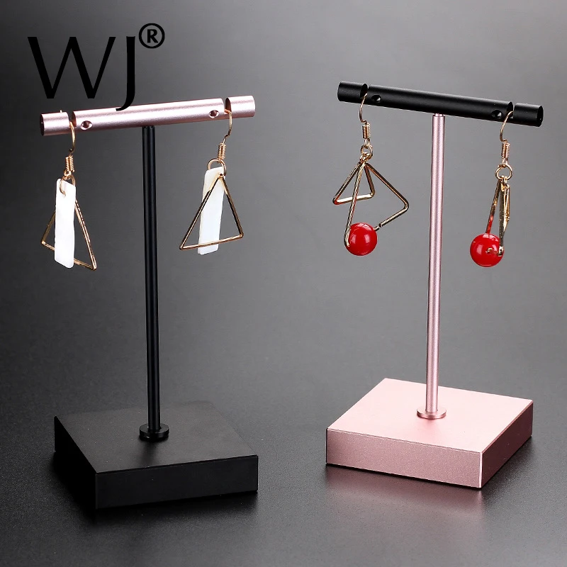 Dangle Earrings Stand Jewelry Display T-Bar Holder Stand Rack Metal Rose Gold Black Silver Jewellery Ear nails Hanger Showcase