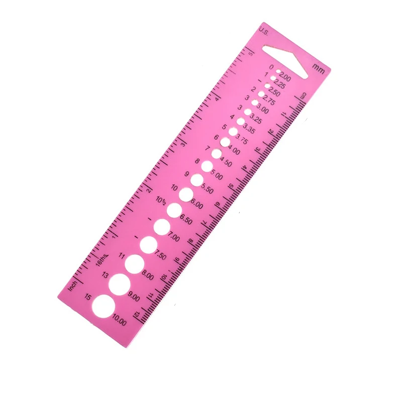 1 Piece Plastic Knitting Needle Size Gauge Inch cm Ruler Tool (US UK Canada Sizes) 2-10mm Costura Sewing Accessories Tools