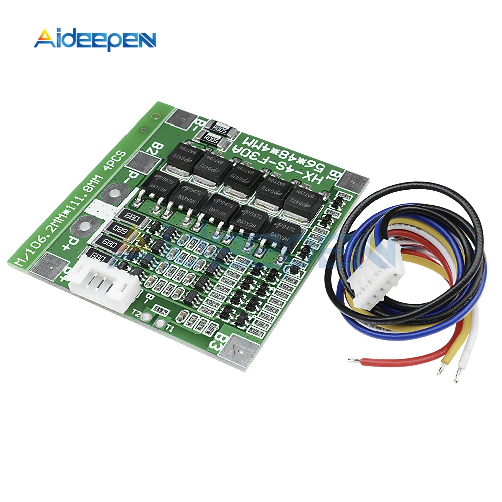 4S 30A 14.8V Li-ion Lithium 18650 Battery BMS Packs PCB Protection Board Balance Integrated Circuits 56x45x3mm