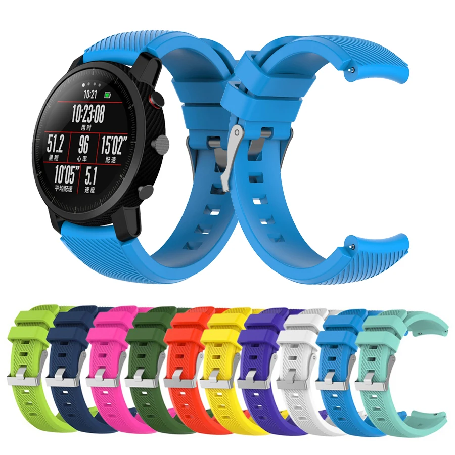 22mm Silicone Strap for Xiaomi Huami Amazfit Pace Stratos 2 Band Watch Band  Wristband Bracelets for Huami Amazfit 2