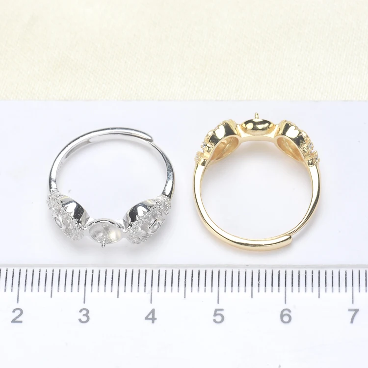 Classic Pearl Rings Settings Adjustable Rings Holder S925 Sterling Silver Pearl Rings Jewelry Findings&Components 3Pcs/Lot