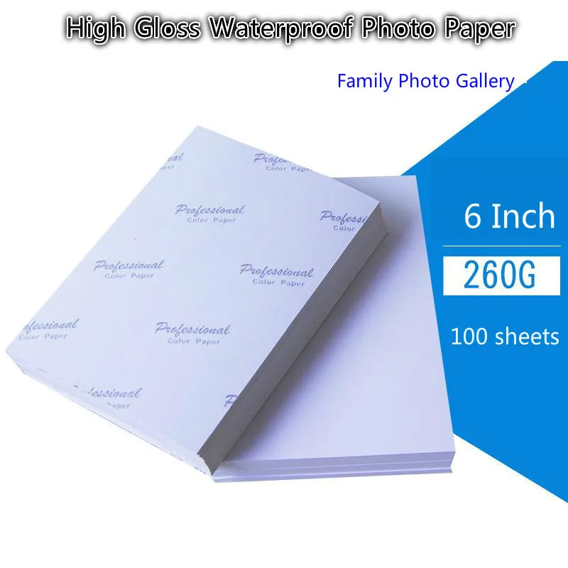 Papel fotográfico de 260G, 6 pulgadas, 4R, 100 hojas, impresión de papel fotográfico brillante de alta calidad para impresoras de inyección de