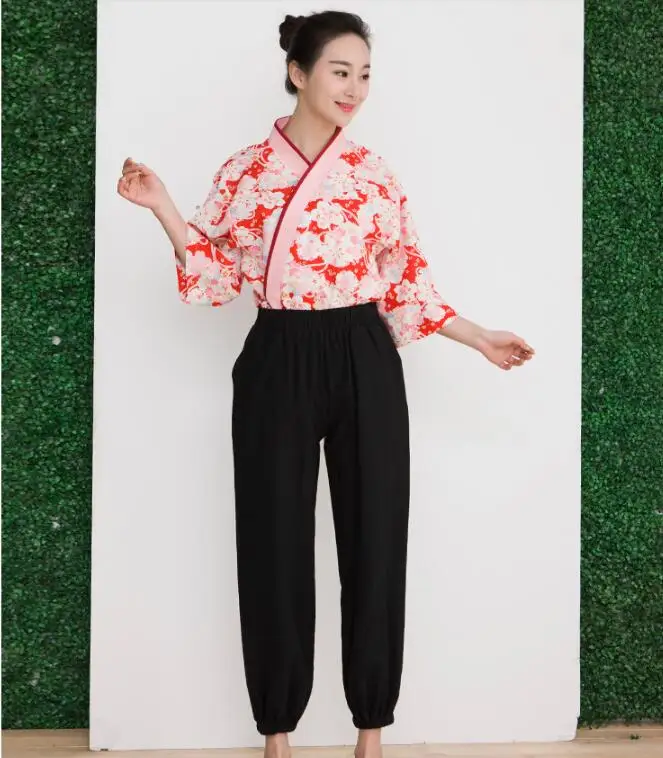 Japanese Cuisine Chef Pants Woman Black Waitress Trouser Sushi Spring Pencil Work Elasticity