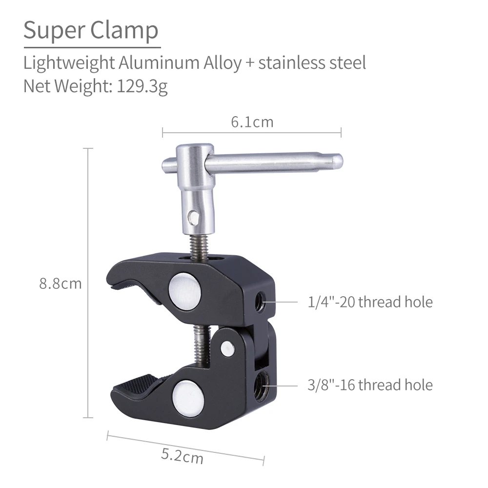 FEELWORLD Rugged Super Clamp Mount Multi-function with 1/4-20 and 3/8