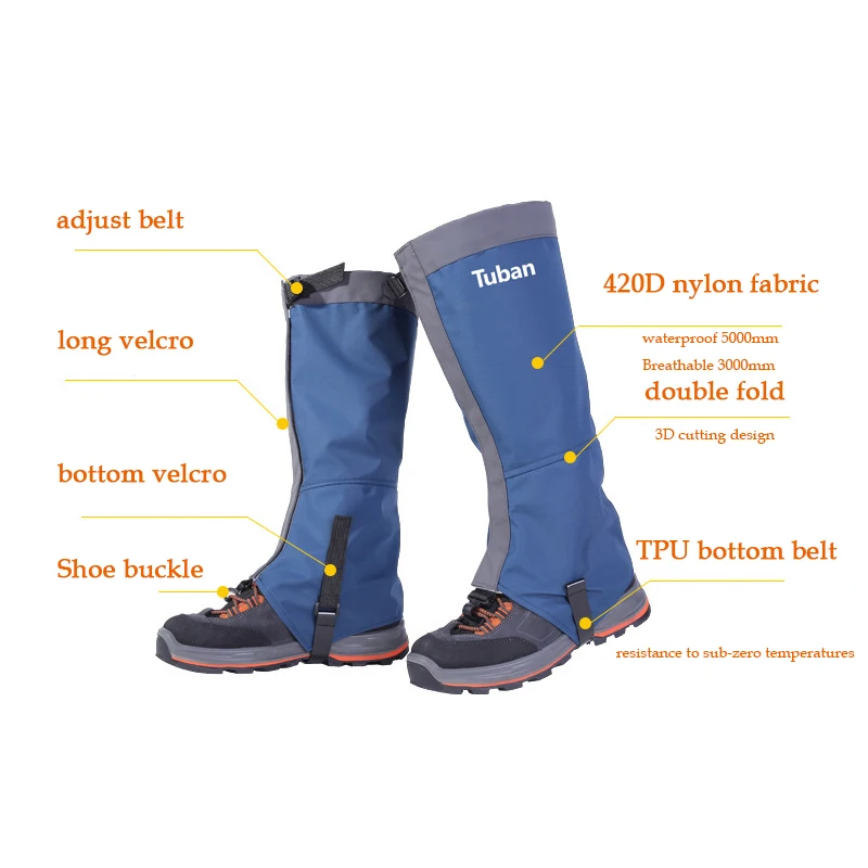 Unisex Waterproof Skiing Boots Gaiters Cycling Shoe Cover Camping Hiking Ski Boot Snow Hunting Trekking Climbing Gaiters