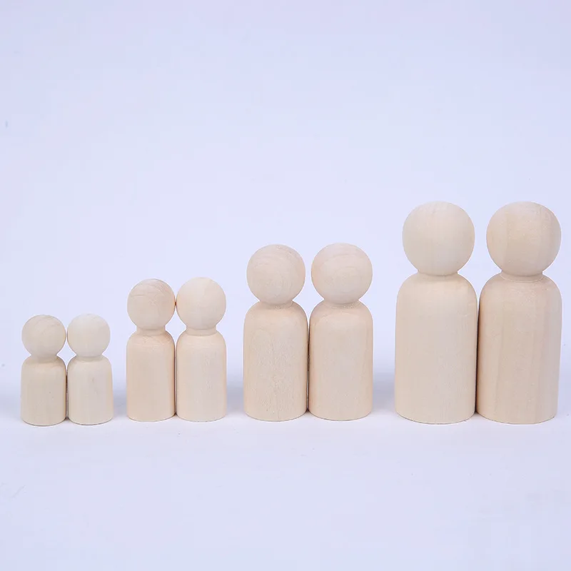 200pcs Peg Dolls of Big Family (65mm-35mm) Unfinished Unpainted Weddings Cake Peg Dolls Decor Handmade DIY Crafts ZA6517