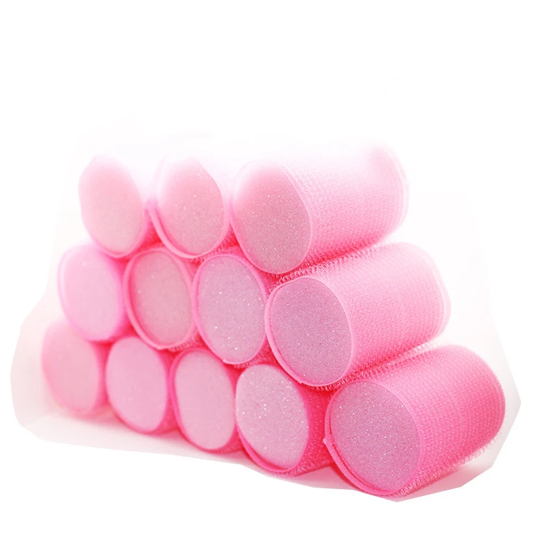 

12pcs/set Sponge Core Strong Self-Adhesive Hair Rollers Big Waves Air Bang Sleep Curling Curlers Fluffy Curl Hair Maker U1101