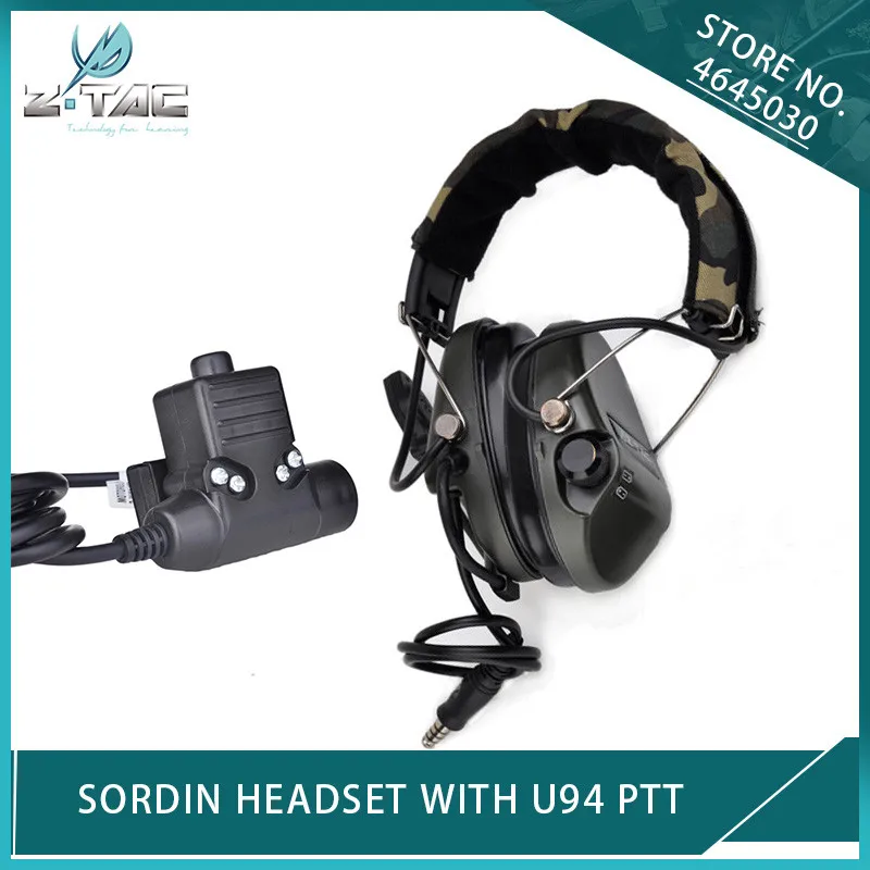 

Z Tactical Airsoft Element Noise Cancelling zSordin Headset Softair Aviation Headphones and U94 PTT for Kenwod Midland Military