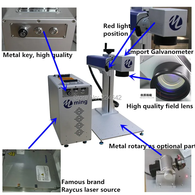 Kostenlose Verbrauchs material Marker hochwertige 20w 30w Faserlaser Markierung maschine