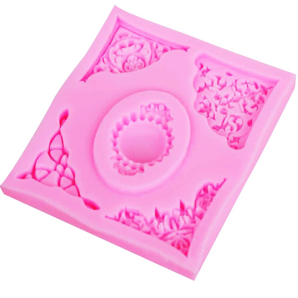 C131 Newly DIY Vintage Key Border Brooch Diamond Silicone Mold Cake Decorating Lace Trim Mold Baking Pastry Cookie Tool