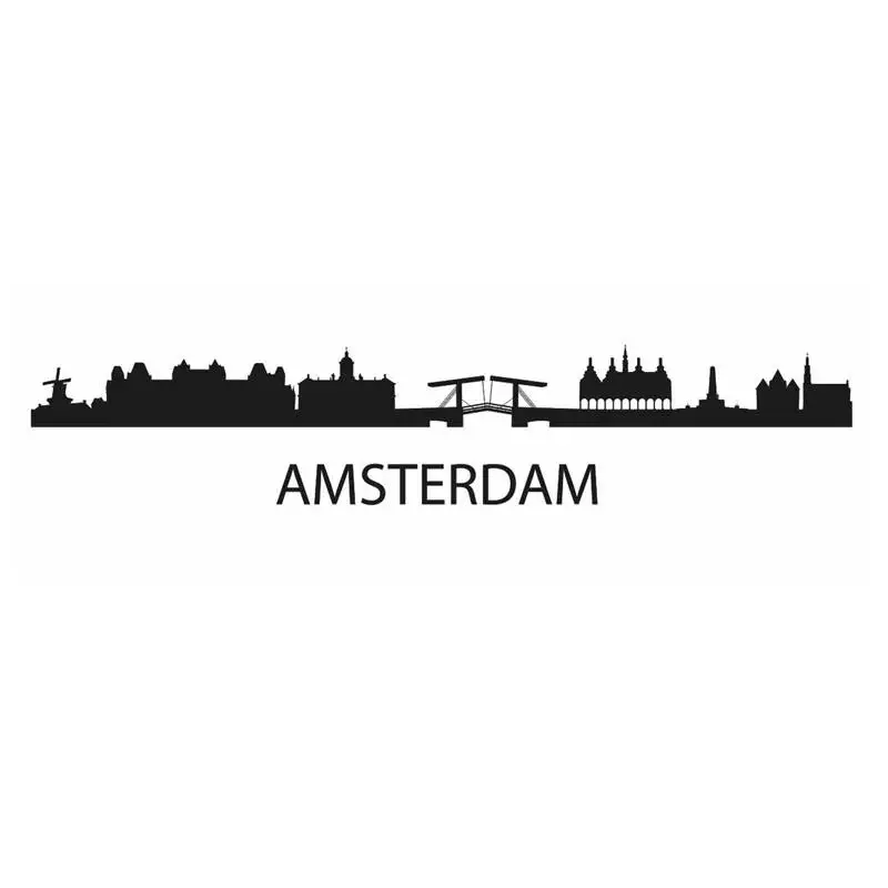 

AMSTERDAM City Decal Wall Sticker Vinyl Stickers Decor Mural Art Living Room Home Decoration Landmark Skyline Wall Decal