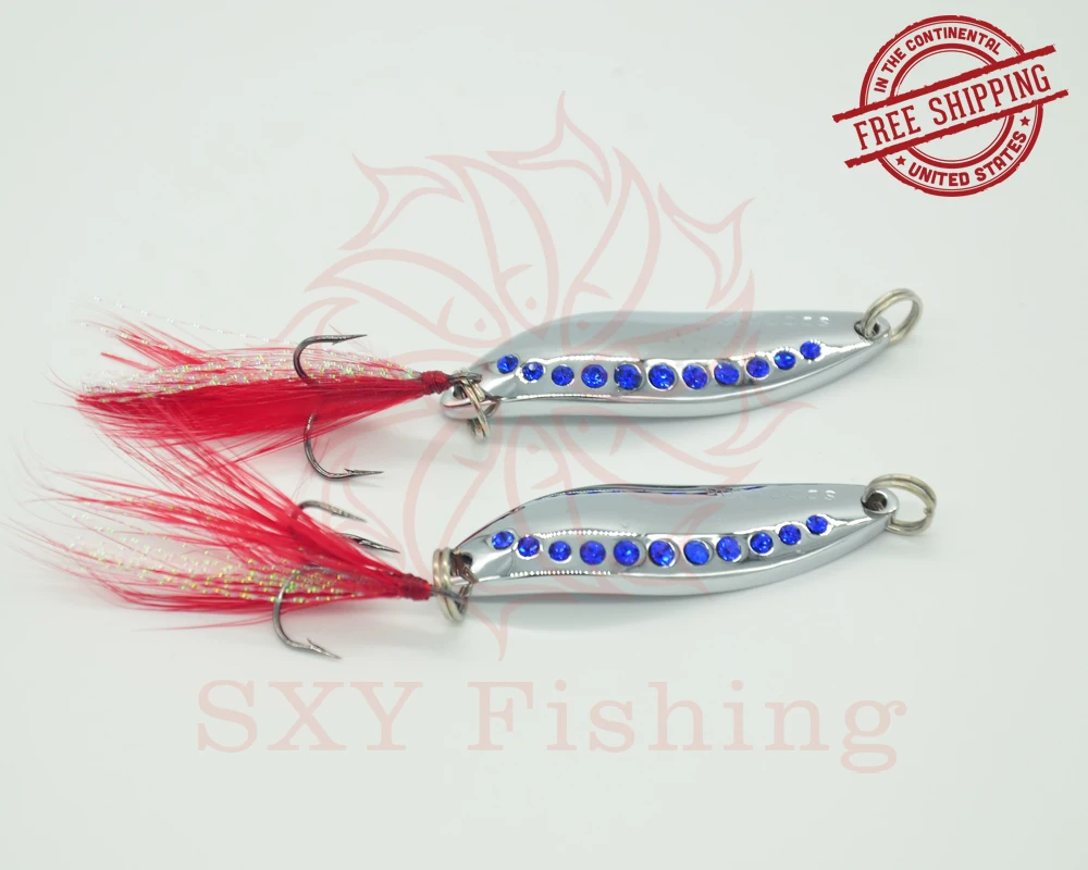 SXY fishing 10g VIB Spoon Sapphire Lure Bait Freshwater bait Sea water bait Metal Sequins bait Mustad Fly hook Bass fishing