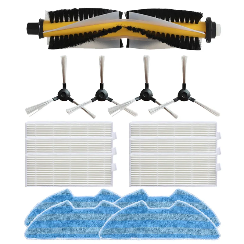 

1*main brush+ 4 * side brush + 6 * filter + 4 * mop cloth for Proscenic VSLAM-811GB VSLAM-911SE vacuum cleaner accessories