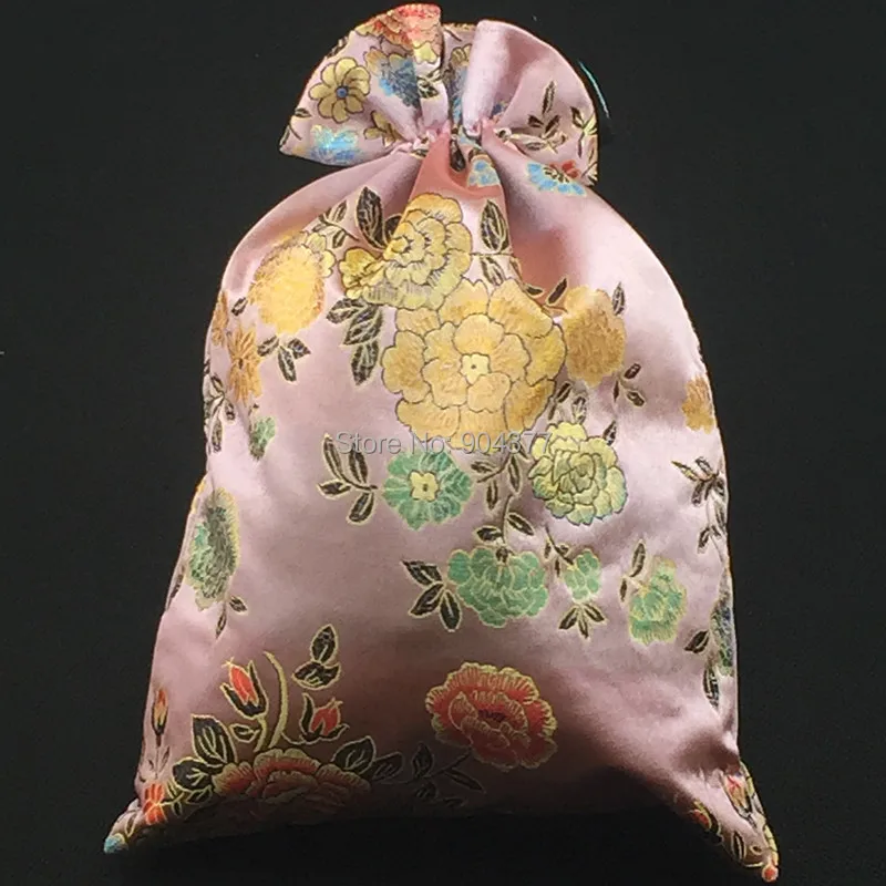 10pcs Extra Large Chinese Silk Brocade Packaging Pouches Drawstring Wedding Party Christmas Gift Bags Luxury Dust Cover