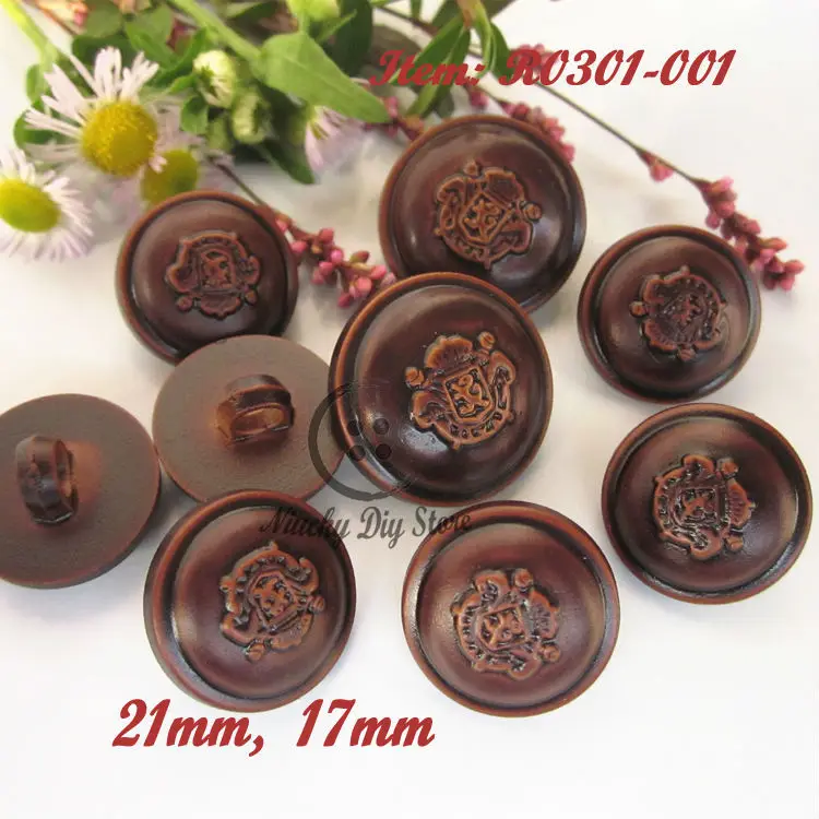 144pcs 17mm coffee imitation wood vintage resin buttons suit jacket buttons sewing accessories wholesale