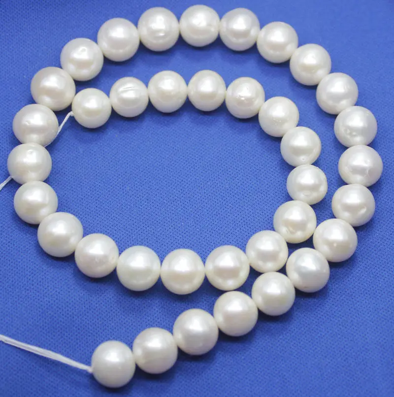 

Free shipping Miss00141 9-10mm natural white freshwater genuine pearl loose beads 15" long