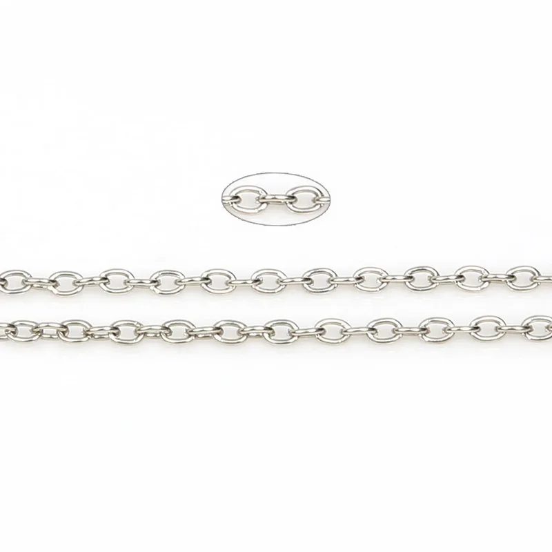 3X2mm 5m/lot Rhodium/Silver/Gold/Gunmetal/Antique Bronze Plated Necklace Chains for DIY Bracelet Jewelry Findings Making