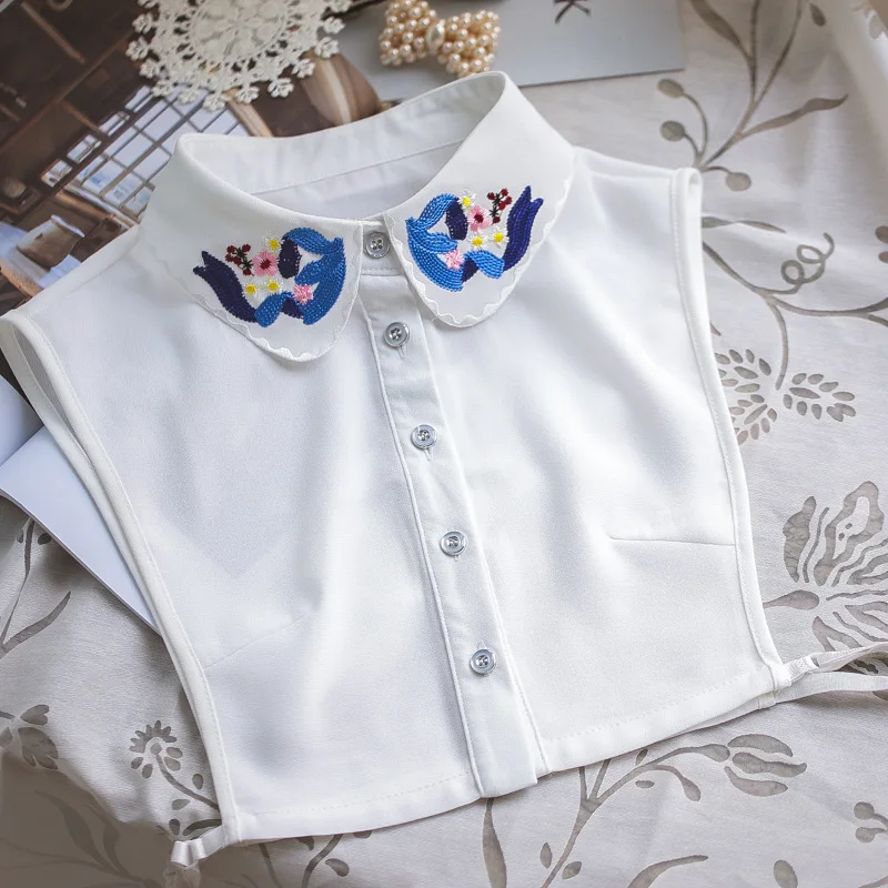 

YSMILE Y New Arrived False Collar High Quality Very Cute Women Embroidery Organza Chiffon Shirt Collar Clothes Accessories P2282